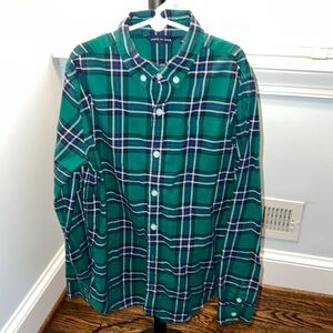 Janie and Jack navy and green button down